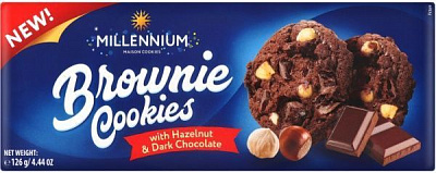 Печенье Millennium с лесным орехом и темным шоколадом Brownie Cookies 125 г 