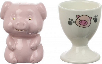 Набор подставка под яйцо и солонка Свинка 6 см 359-313 Lefard 