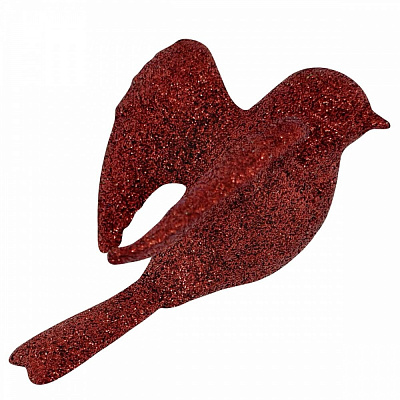 Елочная игрушка Птичка 3Д 4 см красный