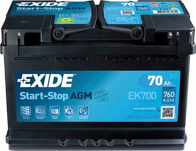 Аккумулятор автомобильный EXIDE START-STOP AGM 96Ah 850A 12V EK960 «+» справа (EK960)