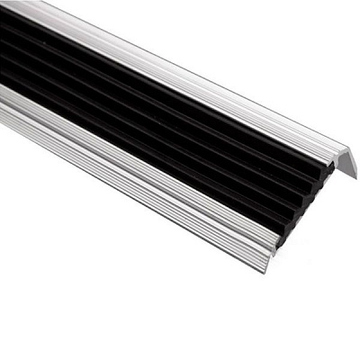 Порожек алюминиевый 7-А Лугалпроф профилированный антискользящая вставка 48х18x1800 мм серебро