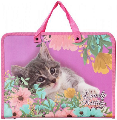 Папка-портфель з ручками Lovely Kitties 600 мкм 5631C CLASS
