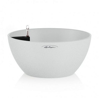 Кашпо пластиковое Lechuza Cubeto Stone 40 (13847) квадратный 11,5 л кварцевый белый 