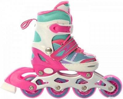 Роликовые коньки World Top Development раздвижные A 4139-S-P р. 31-34 белый с голубым