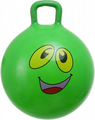 Мяч попрыгунчик надувной с ручкой улыбка KH2-41/Green