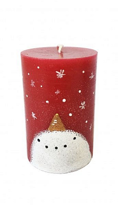 Свічка Циліндр новорічний сніговик рубін KOZAK