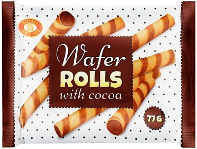 Трубочки вафельные с какао 77 г 