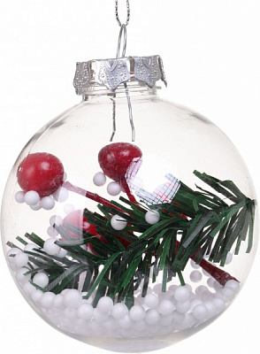 Декоративная подвеска Шар с декором 8x10 см прозрачный NY21055