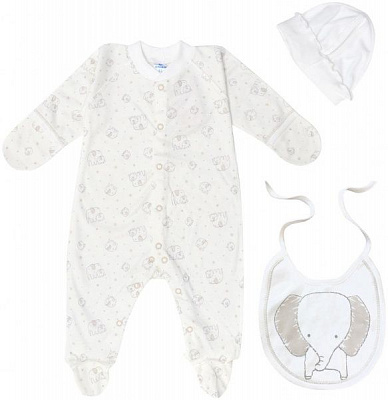 Комплект дитячого одягу Minikin комбінезон шапочка та нагрудник молочний р.62 195040362