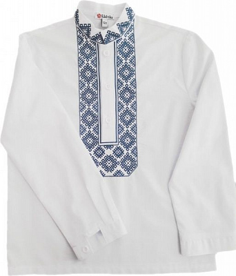 Вишиванка для хлопчиків Едельвіка 147-20/09 з синьою вишивкою р.140 білий