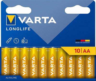 Батарейки щелочные Varta Longlife AA (пальчиковые) 10 шт. (4106101761)