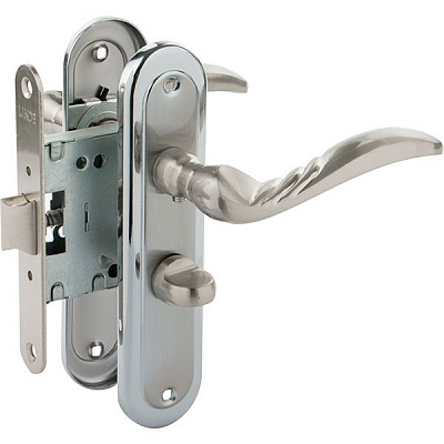 Замок врізний з ручками  Linde А-2001 WC SN/CP WC 47,5 мм хром/