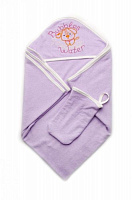 Полотенце махровое для купания с рукавичкой 03-00758-0 95x95 см фиолетовый Модний Карапуз 
