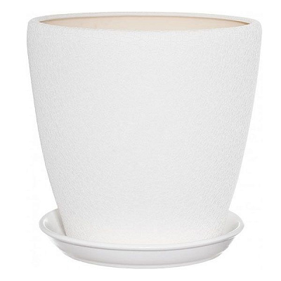Горшок керамический Ориана-Запорожкерамика Грация №1 шелк белый круглый 10л белый 