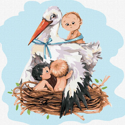 Картина за номерами Лелека приносить щастя 30х30 см Ідейка