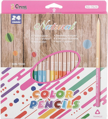 Набір кольорових олівців Nature 24 шт рожевий