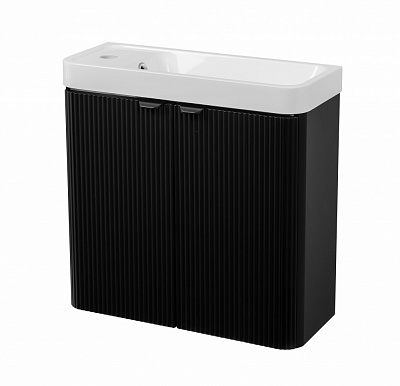 Тумба підвісна Aqua Rodos FROST MINI (BLACK-MATT-PVC) з умивальником BAR MINI L 50 см