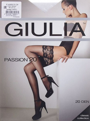 Чулки Giulia bianco PASSION р. 3/4 20 den белый 