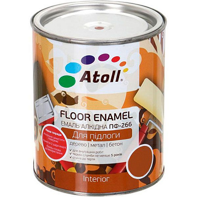 Емаль Atoll алкідна ПФ-266 червоно-коричневий глянець 0,8кг