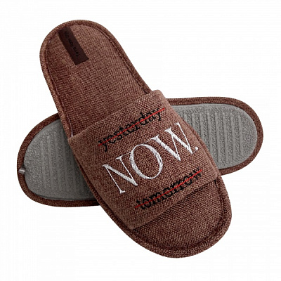 Тапки домашние чоловічі HS-VL з вишивкою рогожка моно 9292 р.44/45 коричневый 