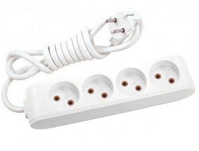 Удлинитель 16 А 230 В без заземления 4 гн. белый 5 м 90112405