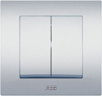 Вимикач двоклавішний ABB Cosmo без підсвітки 10 А сірий металік 619-011000-202