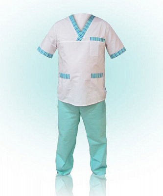 Костюм хирургический Торнадо Сису р. M 48-50 рост 5-6 34123-10-6ч-48-5 белый с салатовым