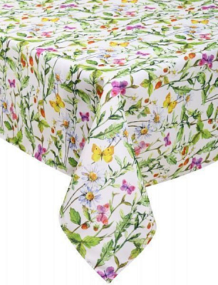 Скатерть Красные цветы 140x180 см разноцветный Luna 
