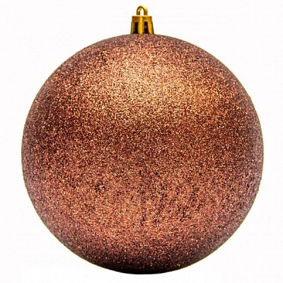 Куля новорічна Девілон із блискітками, 12 см 891381 коричневий