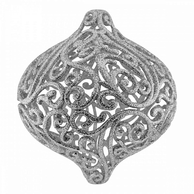 Елочная игрушка Волчок ажурный малый 8,5 см серебряный