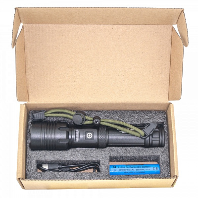 Фонарь Quantum QM-FL1035 Perfect 5WLED zoom +3WCOB с функцией Power Bank Li-ion18650/2600mAh bох черный