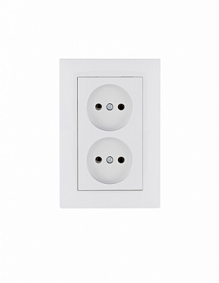Розетка двойная бытовая без заземления Makel Rizz IP20 белый 88001017