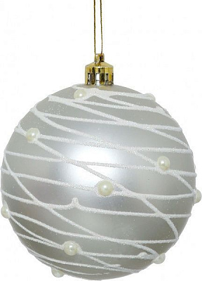 Набор игрушек Шар в полоску и сетку шампань d80 мм 4 шт./уп. 