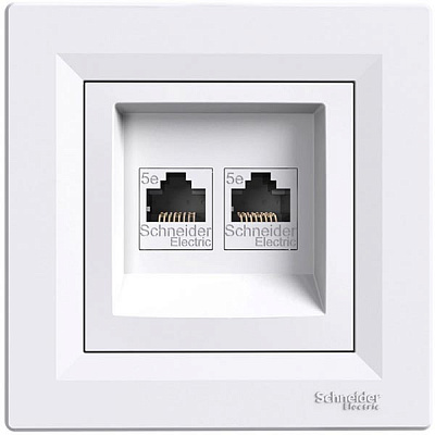 Розетка комп’ютерна подвійна Schneider Electric Asfora RJ45+RJ45 білий EPH4400121
