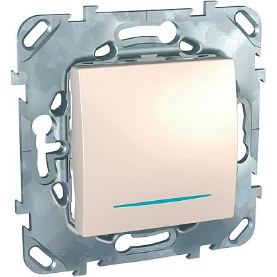 Вимикач одноклавішний Schneider Electric Unica з підсвіткою 10 А 250В IP20 кремовий
