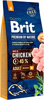 Корм Brit Premium Едалт М для дорослих собак середніх порід, з куркою, 15 кг,