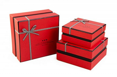 Коробка подарочная NC06-34-3 красная 20.5х20.5х11.5 см