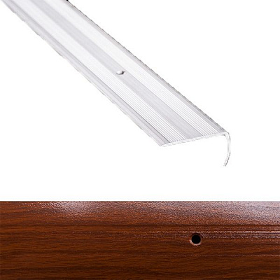 Поріжок алюмінієвий 14-А Лугалпроф профільований з отворами 21х40x1800 мм дуб темний