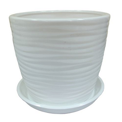 Горщик керамічний Оріана-Запоріжкераміка Грація Хвиля №4 круглий 1л білий глянець