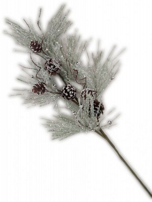 Декорація новорічна Гілка хвойна з шишками 80 см RS1Z2136