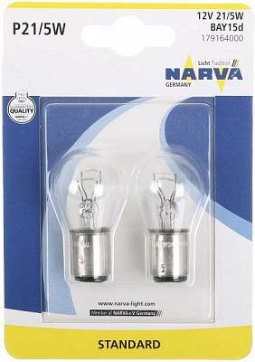 Лампа накаливания Narva (17916.2B) P21/5W P21/5W 12 В 12 Вт 2 шт
