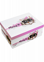 Коробка подарочная прямоугольная бело-розовая Meow 1110178902 21х15 см
