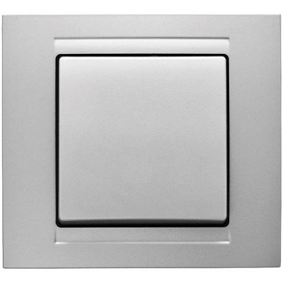 Вимикач одноклавішний Gunsan Moderna без підсвітки 16 А 250В IP20 срібний MD 29 15 101