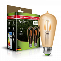 Лампа светодиодная Eurolamp 7 Вт ST64 желтая E27 2700 К MLP-LED-ST64-07273(Amber) 