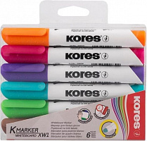 Набор маркеров Kores для белых досок 1-3 мм 6 шт. K20802 разноцветный 