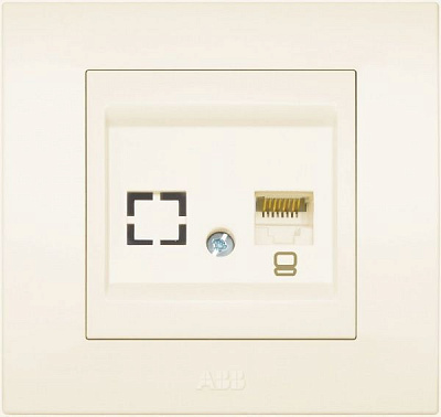 Розетка комп’ютерна ABB Cosmo RJ45 cat 6 кремовий 619-010300-247