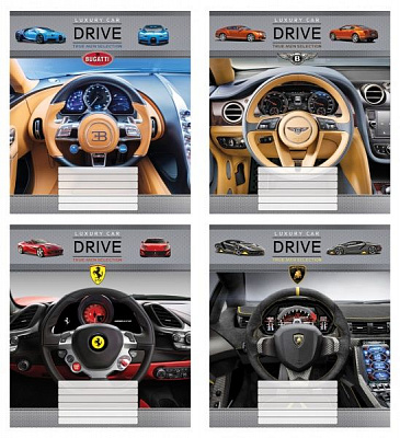 Комплект зошитів В салоні автомобіля 36 арк. клітинка 16 шт./уп. (4 дизайни) Мрії збуваються