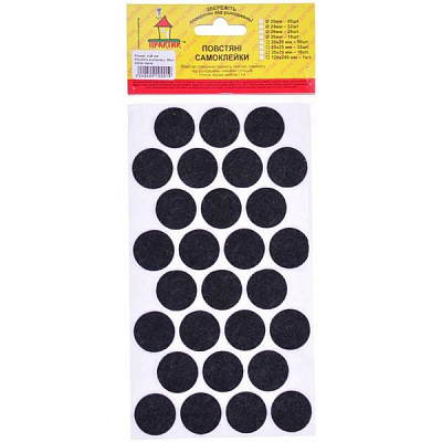 Самоклейка для ножек войлок d28 мм черная 28 шт