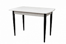 Стіл обідній 1100(1420)x700x750мм білий мармур/чорний