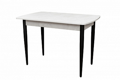 Стол обеденный 1100(1420)x700x750мм белый мрамор/черный